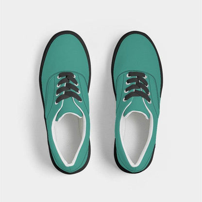 Deep Clear Blue-Green Men's Canvas Sneakers (BG-CL-DE) - Top
