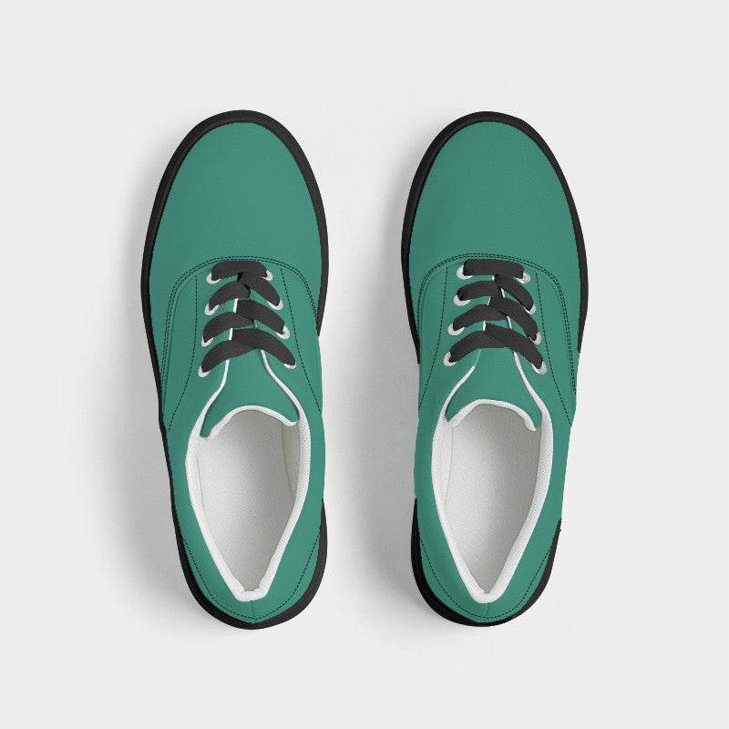 Deep Clear Blue-Green Men's Canvas Sneakers (BGG1-CL-DE) - Top