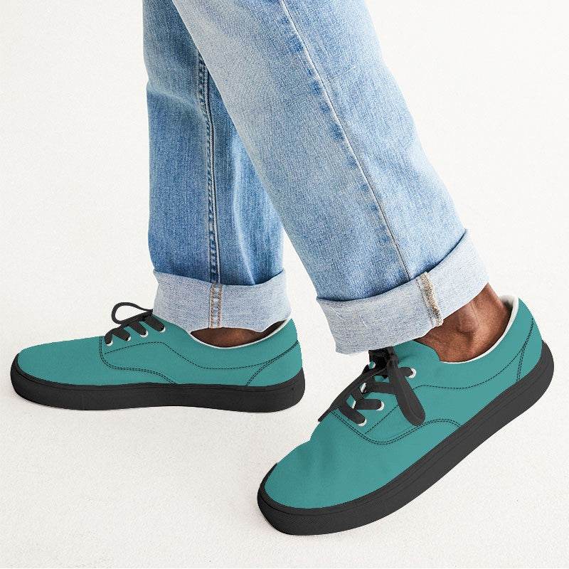 Deep Clear Blue-Green Men's Canvas Sneakers (CBG2-CL-DE) - Man CloseUp