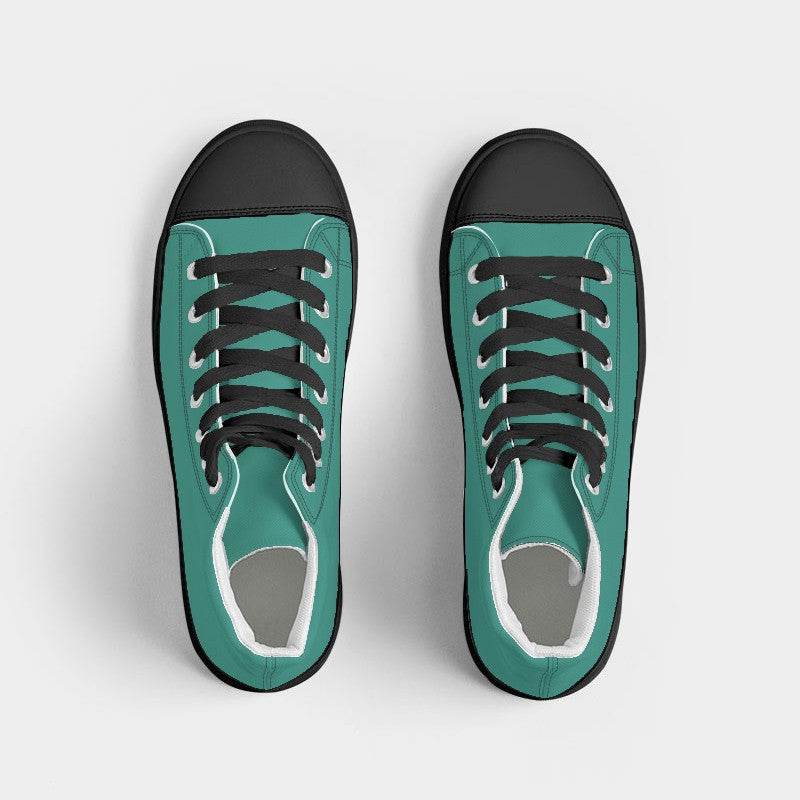 Deep Clear Blue-Green Men's High-Top Canvas Sneakers (BG-CL-DE) - Top