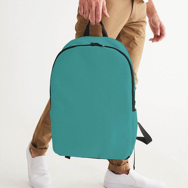 Deep Clear Blue-Green Waterproof Backpack (CBG2-CL-DE) - Man Holding CloseUp