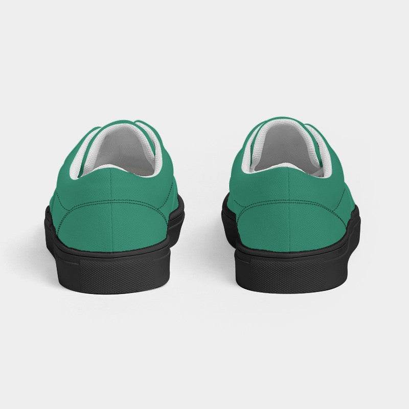 Deep Clear Blue-Green Women's Canvas Sneakers (BGG1-CL-DE) - Back