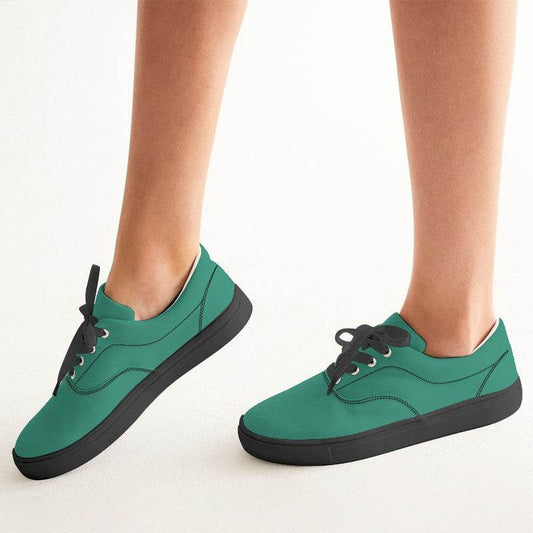 Deep Clear Blue-Green Women's Canvas Sneakers (BGG1-CL-DE) - Woman CloseUp
