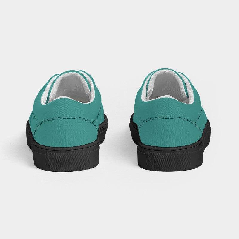 Deep Clear Blue-Green Women's Canvas Sneakers (CBG3-CL-DE) - Back