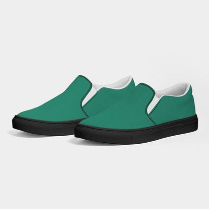 Deep Clear Blue-Green Women's Slip-On Canvas Sneakers (BGG1-CL-DE) - Side 3