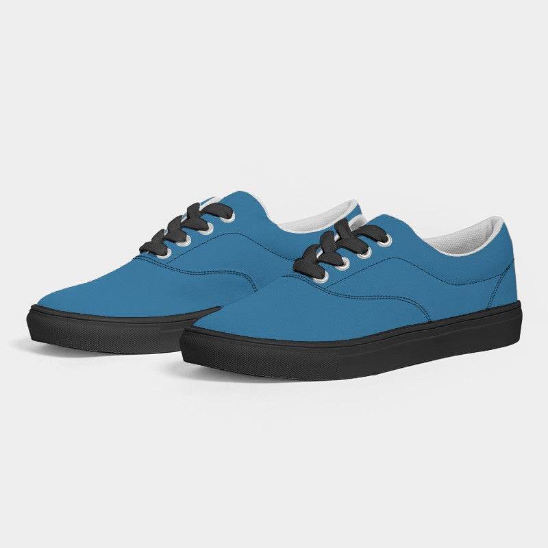 Deep Clear Blue Men's Canvas Sneakers (B-CL-DE) - Side 3