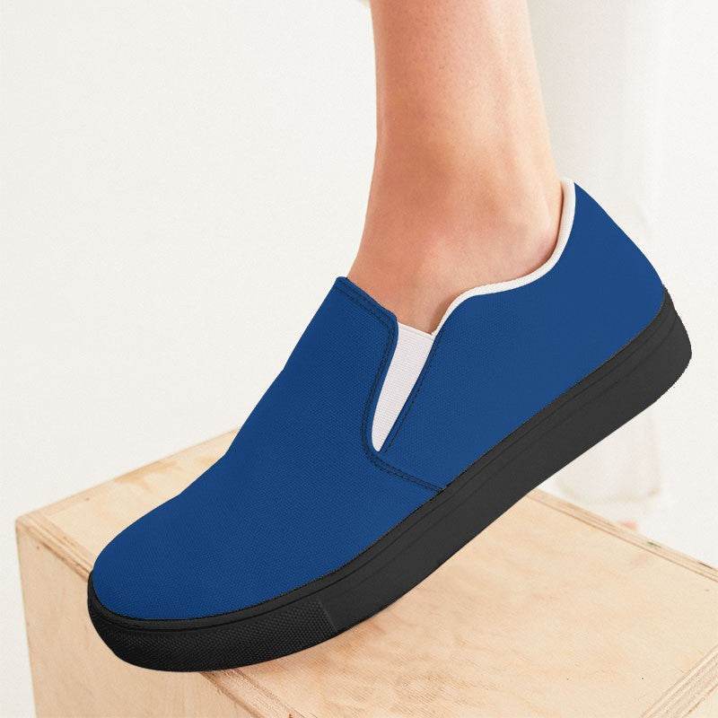 Deep Clear Blue Women's Slip-On Canvas Sneakers (IB2-CL-DE) - Woman CloseUp