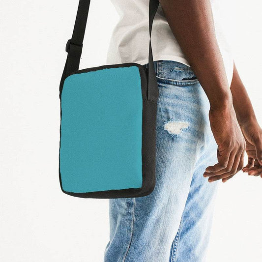 Deep Clear Cyan Messenger Pouch (C-CL-DE) - Man Side CloseUp