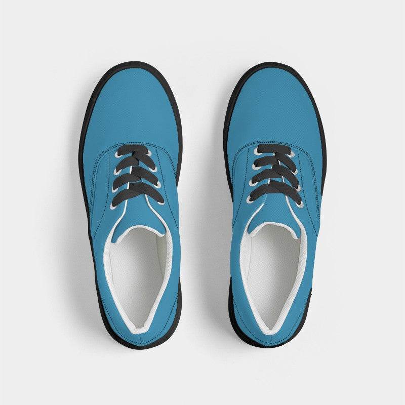 Deep Clear Cyan Women's Canvas Sneakers (BC1-CL-DE) - Top