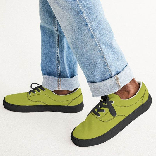 Deep Clear Lime Men's Canvas Sneakers (LY1-CL-DE) - Man CloseUp