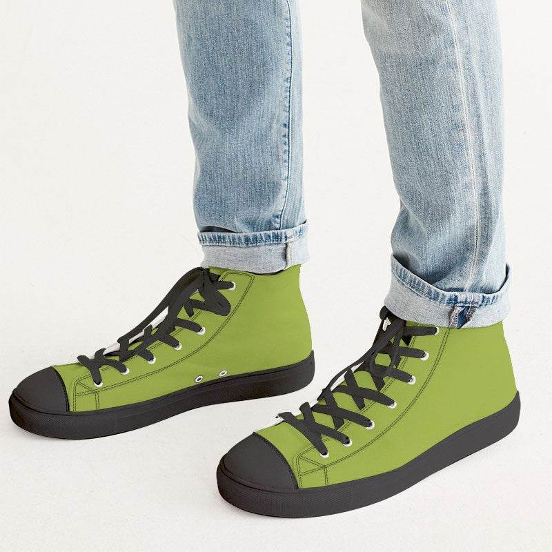 Deep Clear Lime Men's High-Top Canvas Sneakers (L-CL-DE) - Man CloseUp
