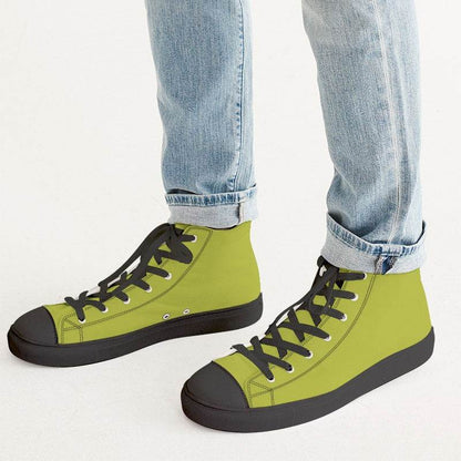 Deep Clear Lime Men's High-Top Canvas Sneakers (LY1-CL-DE) - Man CloseUp