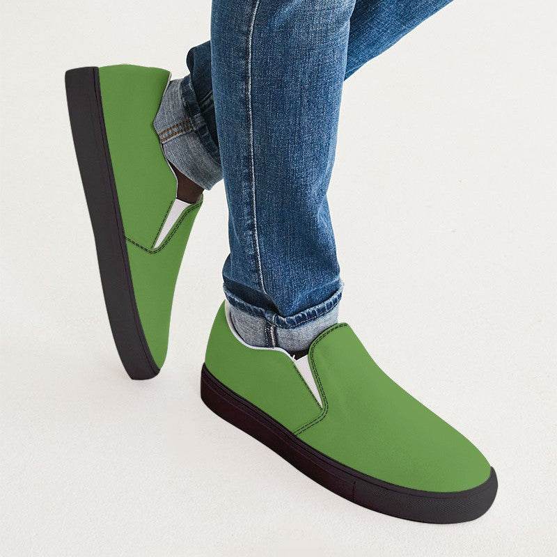 Deep Clear Lime Men's Slip-On Canvas Sneakers (GL2-CL-DE) - Man CloseUp