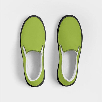 Deep Clear Lime Men's Slip-On Canvas Sneakers (L-CL-DE) - Top