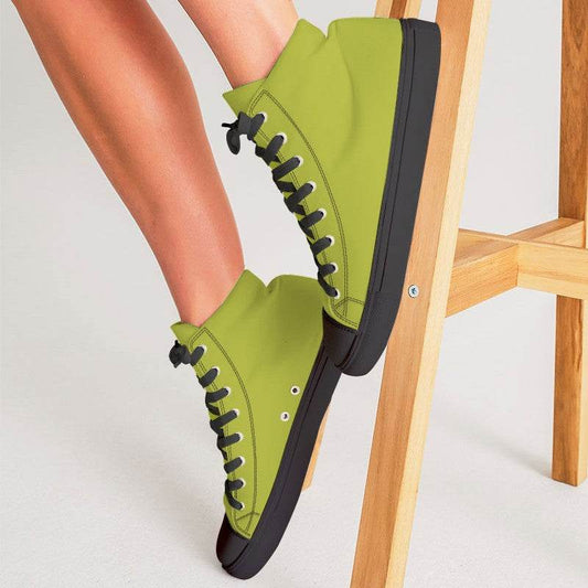 Deep Clear Lime Women's High-Top Canvas Sneakers (LY1-CL-DE) - Woman CloseUp