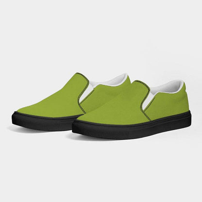 Deep Clear Lime Women's Slip-On Canvas Sneakers (L-CL-DE) - Side 3