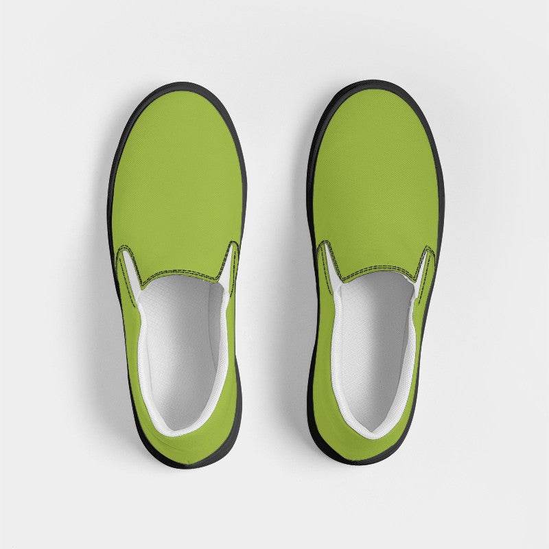 Deep Clear Lime Women's Slip-On Canvas Sneakers (L-CL-DE) - Top
