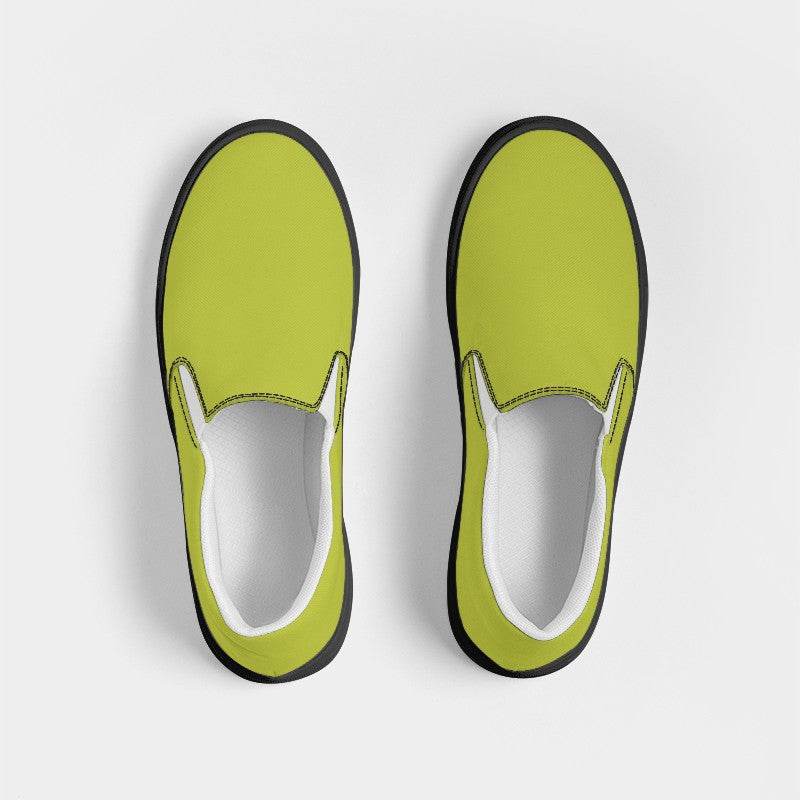 Deep Clear Lime Women's Slip-On Canvas Sneakers (LY1-CL-DE) - Top
