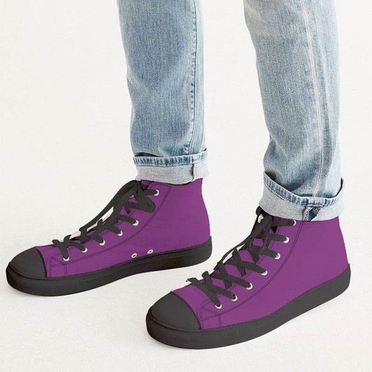 Deep Clear Magenta Men's High-Top Canvas Sneakers (M-CL-DE) - Man CloseUp