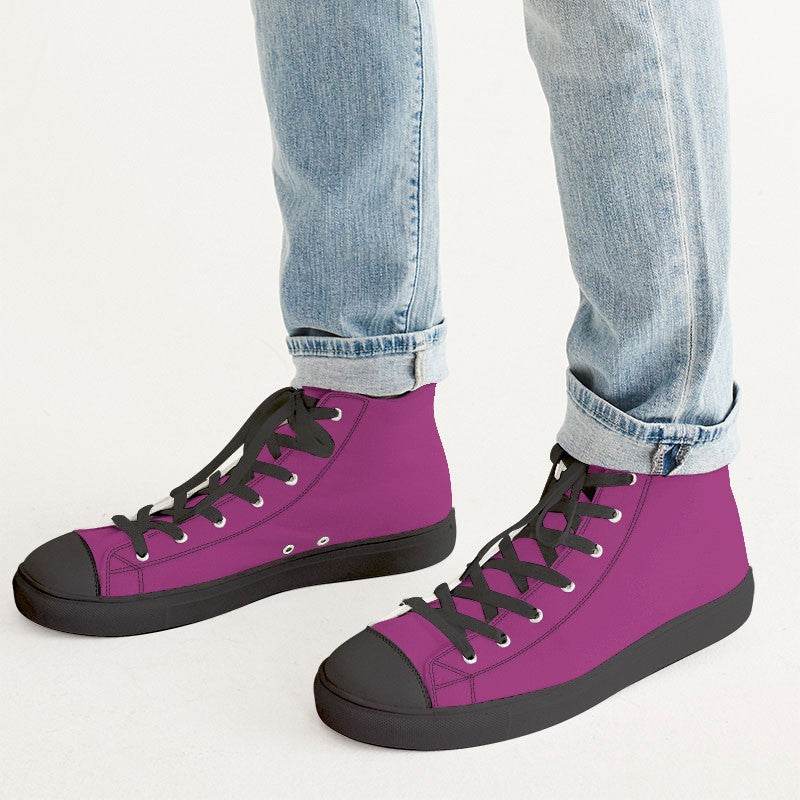 Deep Clear Magenta Men's High-Top Canvas Sneakers (PIM2-CL-DE) - Man CloseUp