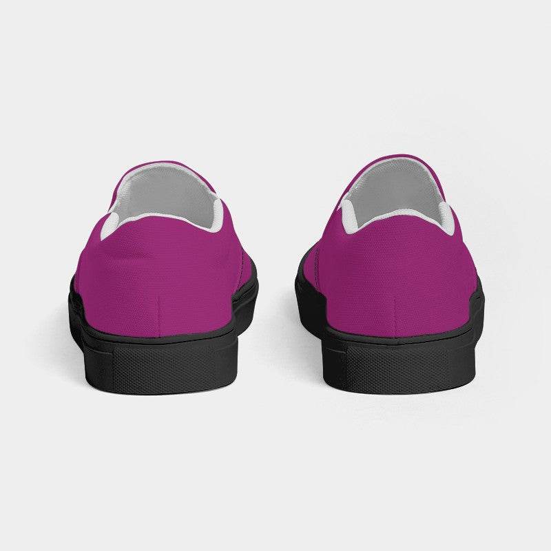 Deep Clear Magenta Women's Slip-On Canvas Sneakers (PIM2-CL-DE) - Back