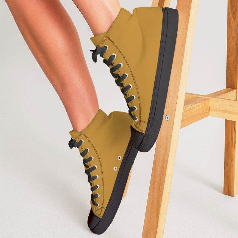 Deep Clear Orange Women's High-Top Canvas Sneakers (YO2-CL-DE) - Woman CloseUp