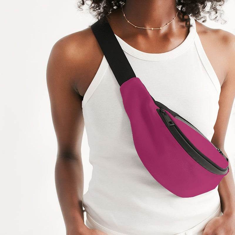 Deep Clear Pink Belt Bag (PI-CL-DE) - Woman Front CloseUp