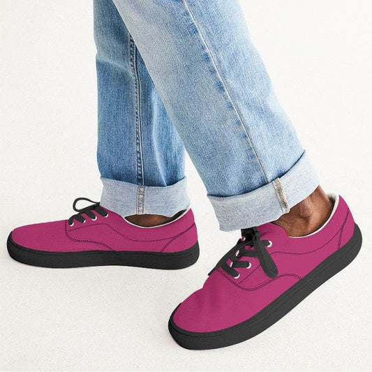 Deep Clear Pink Men's Canvas Sneakers (PI-CL-DE) - Man CloseUp
