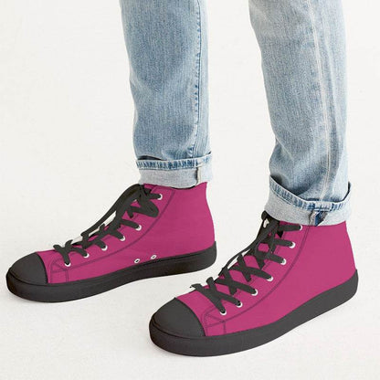Deep Clear Pink Men's High-Top Canvas Sneakers (PI-CL-DE) - Man CloseUp