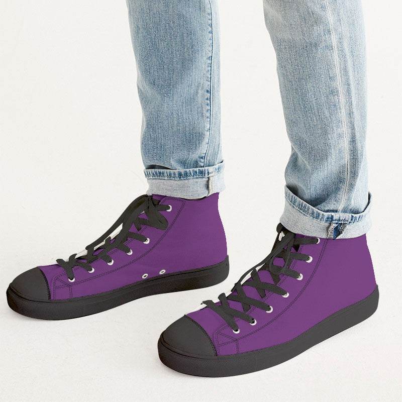 Deep Clear Purple Men's High-Top Canvas Sneakers (MPU1-CL-DE) - Man CloseUp