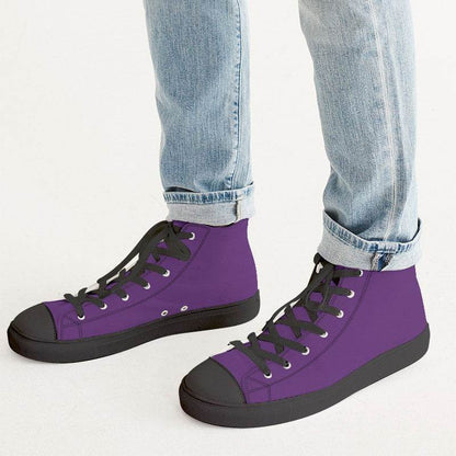 Deep Clear Purple Men's High-Top Canvas Sneakers (MPU2-CL-DE) - Man CloseUp
