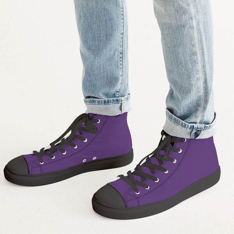 Deep Clear Purple Men's High-Top Canvas Sneakers (MPU3-CL-DE) - Man CloseUp