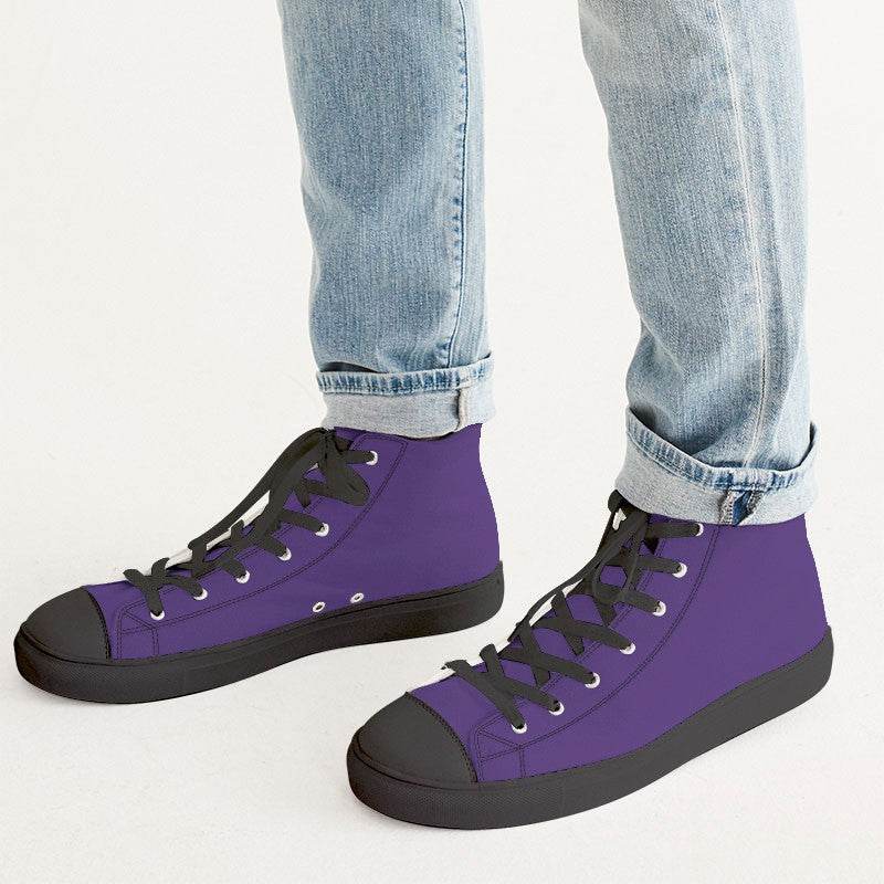 Deep Clear Purple Men's High-Top Canvas Sneakers (PU-CL-DE) - Man CloseUp