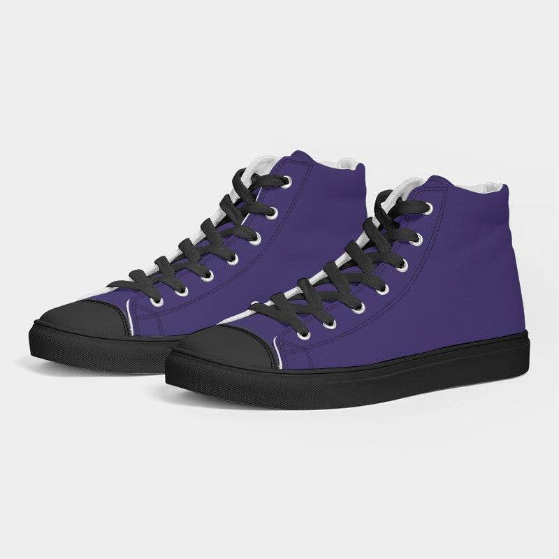 Deep Clear Purple Men's High-Top Canvas Sneakers (PUI1-CL-DE) - Side 3