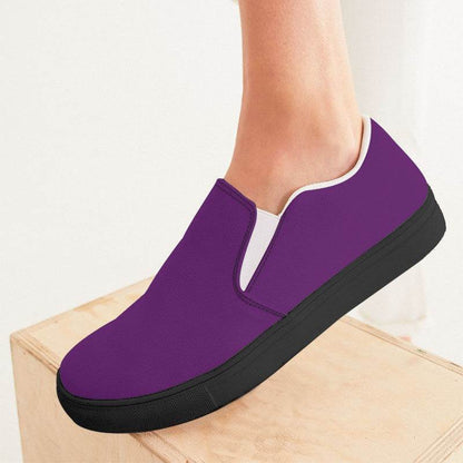 Deep Clear Purple Women's Slip-On Canvas Sneakers (MPU1-CL-DE) - Woman CloseUp