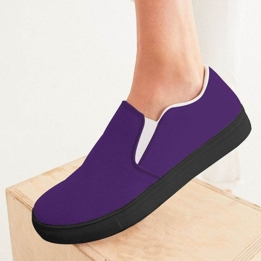 Deep Clear Purple Women's Slip-On Canvas Sneakers (MPU3-CL-DE) - Woman CloseUp