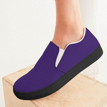 Deep Clear Purple Women's Slip-On Canvas Sneakers (PU-CL-DE) - Woman CloseUp