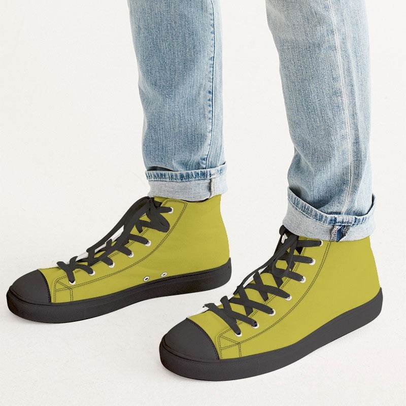 Deep Clear Yellow Men's High-Top Canvas Sneakers (LY2-CL-DE) - Man CloseUp