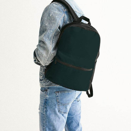 Deep Fully-Muted Blue-Green Canvas Backpack (CBG2-FM-DE) - Man Back CloseUp
