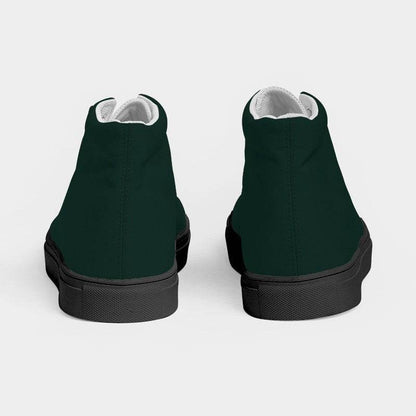 Deep Fully-Muted Blue-Green Men's High-Top Canvas Sneakers (BG-FM-DE) - Back