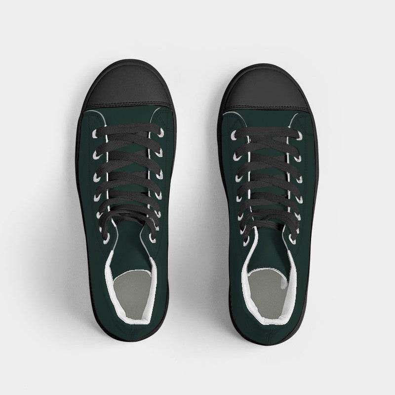 Deep Fully-Muted Blue-Green Men's High-Top Canvas Sneakers (BG-FM-DE) - Top