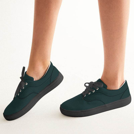 Deep Fully-Muted Blue-Green Women's Canvas Sneakers (CBG2-FM-DE) - Woman CloseUp