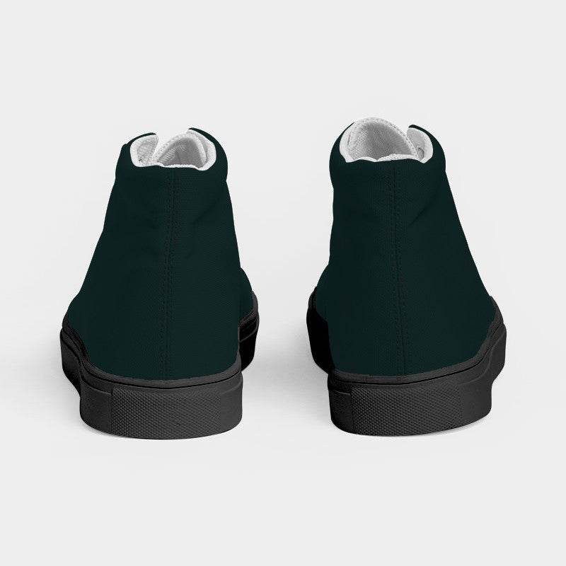 Deep Fully-Muted Blue-Green Women's High-Top Canvas Sneakers (CBG2-FM-DE) - Back