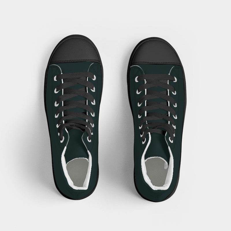 Deep Fully-Muted Blue-Green Women's High-Top Canvas Sneakers (CBG2-FM-DE) - Top