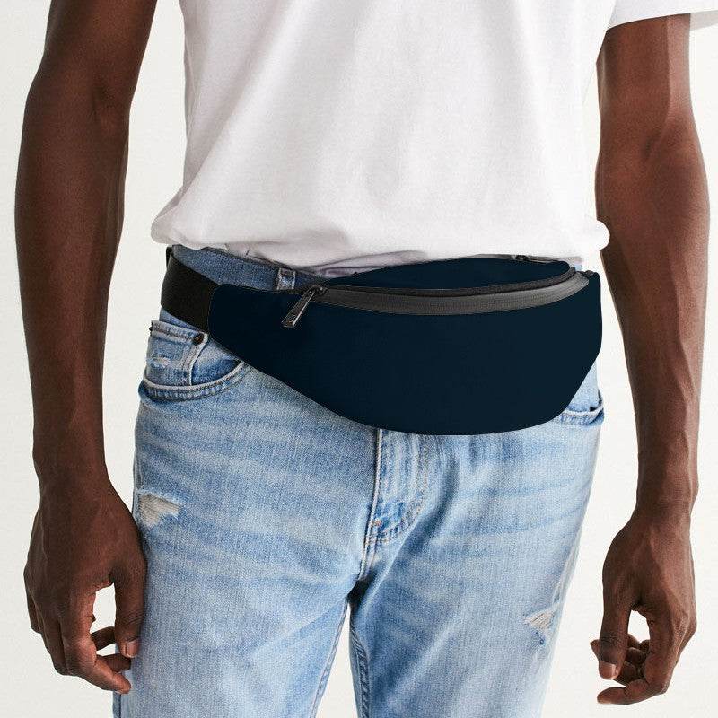 Deep Fully-Muted Blue Belt Bag (B-FM-DE) - Man Front CloseUp
