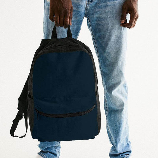 Deep Fully-Muted Blue Canvas Backpack (B-FM-DE) - Man Holding