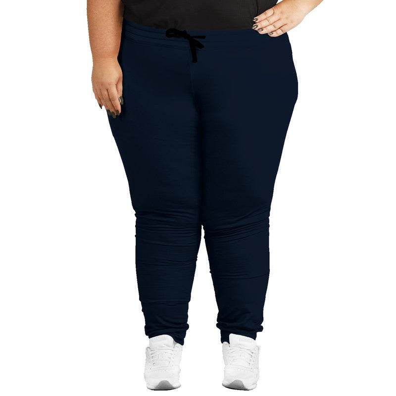 Deep Fully-Muted Blue Joggers PLUS (IB2-FM-DE) - Woman Front PLUS