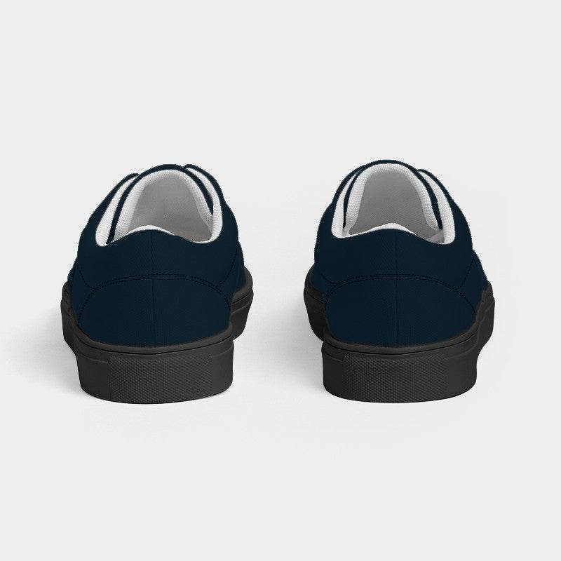 Deep Fully-Muted Blue Men's Canvas Sneakers (B-FM-DE) - Back