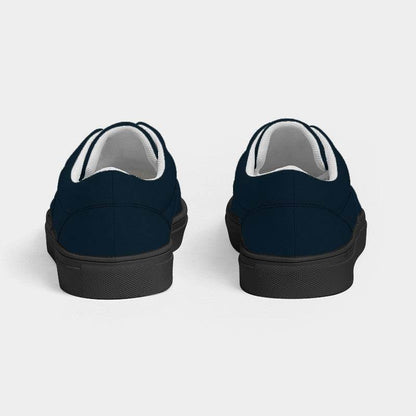Deep Fully-Muted Blue Men's Canvas Sneakers (B-FM-DE) - Back