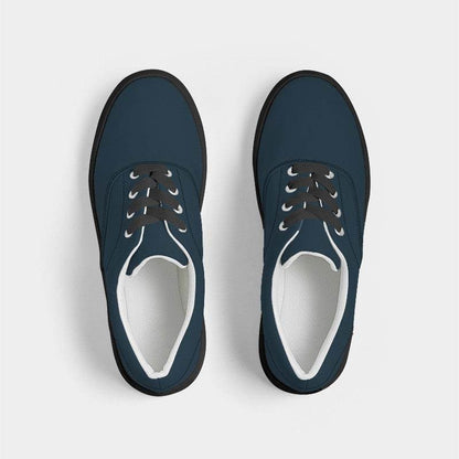 Deep Fully-Muted Blue Men's Canvas Sneakers (B-FM-DE) - Top